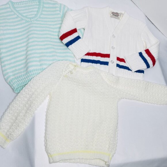Vintage Toddler Boys Knit Sweater + Cardigan Bundle Lot of 3 - 2T / 3T - Picture 5 of 11